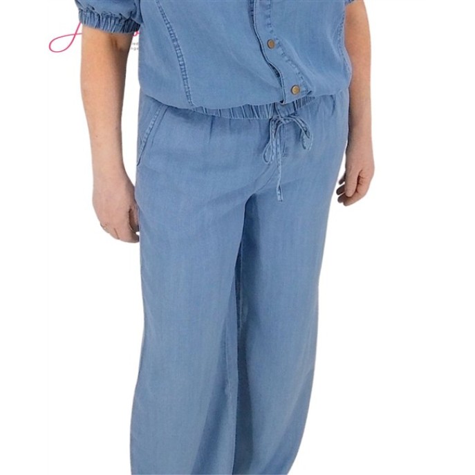Enjoy Broek wide leg tencel 933101 Licht demin Blauw